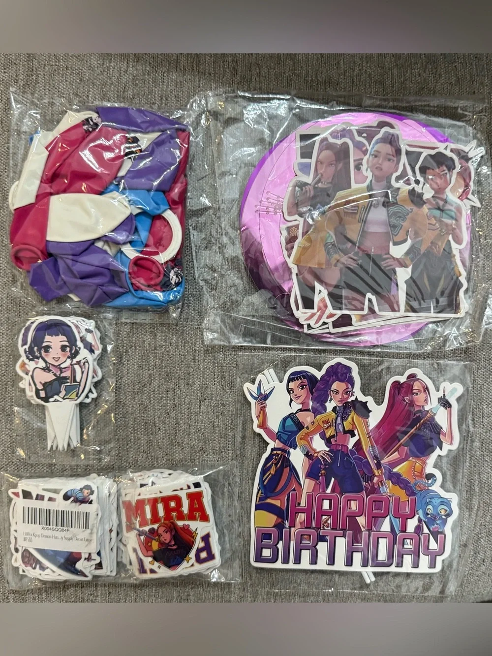 Purple Kpop Demon Hunters Happy Birthday Party Decoration Supplies